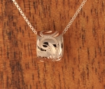 Pink Gold Hawaiian Scroll Leaves Engraving Barrel Pendant