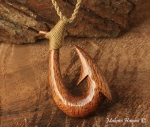 Plain Koa Wood Fish Hook Necklace
