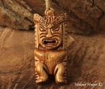 Koa Wood Tiki Pendant Necklace