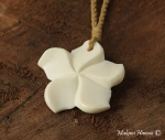 Cow Bone Hand Carved Plumeria Pendant Necklace