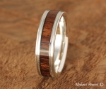 6mm Sterling Silver Koa Wood Inlaid Wedding Ring