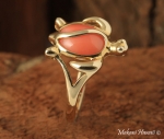 Yellow Gold Honu with Pink Coral Inlaid Hawaiian Ring