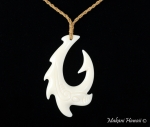 Cow Bone Handcrafted Fish Hook with scroll engraving Necklace