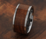 12mm Tungsten Koa Wood Inlaid Ring