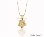 14K Yellow Gold Plumeria Pendant 10mm Clear CZ(Chain Sold Separately)