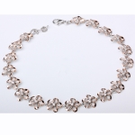 8mm Plumeria with Clear CZ 14K Pink Gold Plated with Rhodium Plumeria Anklet