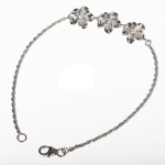 Hawaiian Plumeria with Clear CZ Rope Chain Rhodium Bracele 10mm